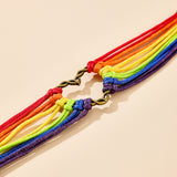 Rainbow Color Hand-Woven Heart-Shaped Ornament Bracelet