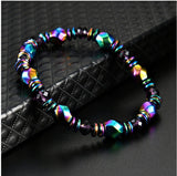 Colorful Magnet Hematite Gem Beaded Metal Bracelet