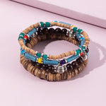 Bohemian Style Wooden Turquoise Beaded Bracelet