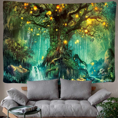 Mushroom Psychedelic Tree Tapestry