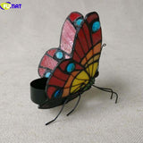 Tiffany Butterfly Stained Glass Candle Holder