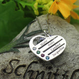 Heart Necklace Engraved & Birthstone