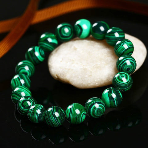 Green Malachite Bead Bracelet (Unisex)